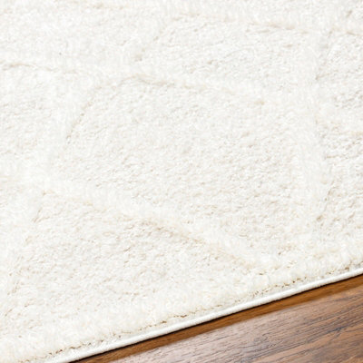 SUMAYA Shaggy Modern Plush Pile Cream Area Rug 160 x 213 cm