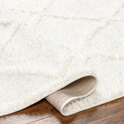 SUMAYA Shaggy Modern Plush Pile Cream Area Rug 160 x 213 cm