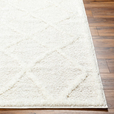 SUMAYA Shaggy Modern Plush Pile Cream Area Rug 160 x 213 cm