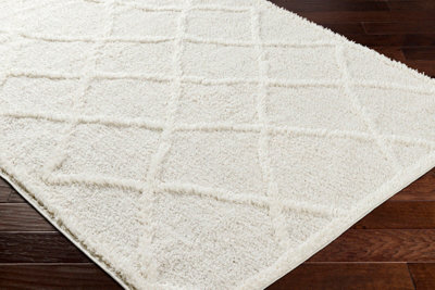 SUMAYA Shaggy Modern Plush Pile Cream Area Rug 160 x 213 cm