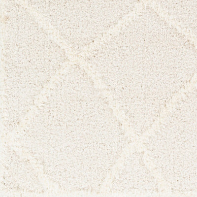 SUMAYA Shaggy Modern Plush Pile Cream Area Rug 160 x 213 cm