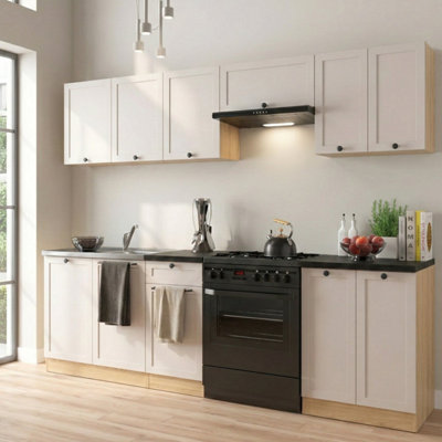 Summer 7 Unit Kitchen Cabinets Set 240cm in Cashmere Matt & Bernstein Oak