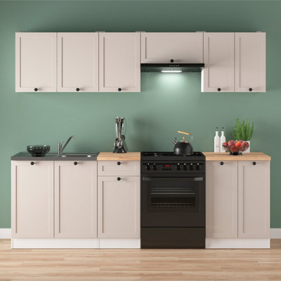 Summer 7 Unit Kitchen Cabinets Set 240cm in Cashmere Matt