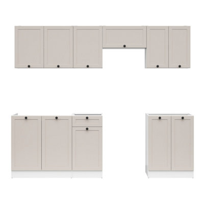 Summer 7 Unit Kitchen Cabinets Set 240cm in Cashmere Matt