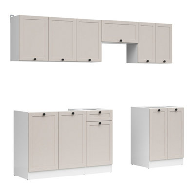 Summer 7 Unit Kitchen Cabinets Set 240cm in Cashmere Matt