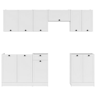 Summer 7 Unit Kitchen Cabinets Set 240cm in White Matt