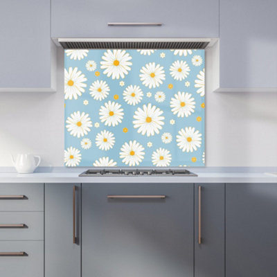 Summer Daisy Pattern Premium Glass Kitchen Splashback W900mm x H750mm