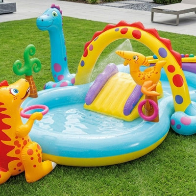 Summer Fun Dinoland Inflatable Kids Pool with Slide