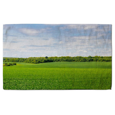Summer landscape with hilly green field and forest in the distance (Bath Towel) / Default Title Price Comparisons | Compare The Build