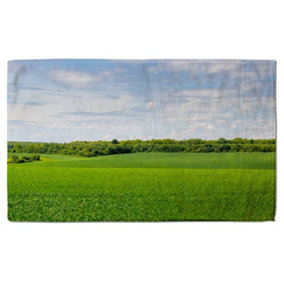 Summer landscape with hilly green field and forest in the distance (Bath Towel) / Default Title