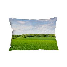 Summer Landscape With Hilly Green Field And Forest In The Distance (Outdoor Cushion) / 30cm x 45cm