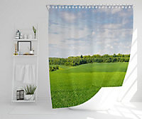 Summer landscape with hilly green field and forest in the distance (Shower Curtain) / Default Title