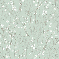 Summer Meadow Wallpaper In Mint Green