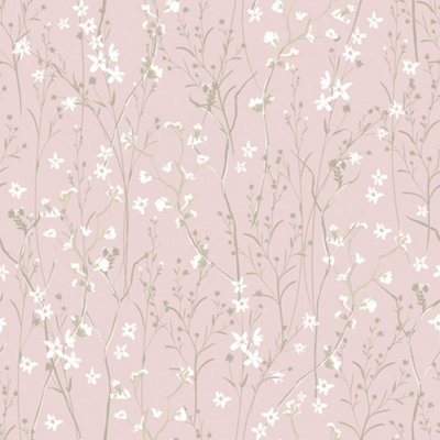 Summer Meadow Wallpaper In Pink