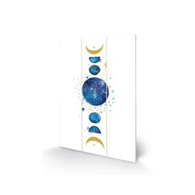 Summer Thornton Moon Phases Wood Plaque White/Blue (29.5cm x 20cm)