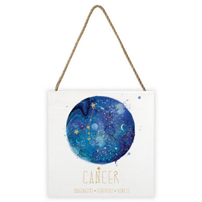 Summer Thornton Wooden Block White/Blue (20cm x 20cm x 2.7cm)