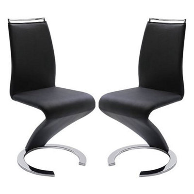 Summer Z Black Faux Leather Dining Chairs In Pair