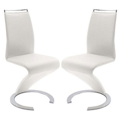 Summer Z White Faux Leather Dining Chairs In Pair