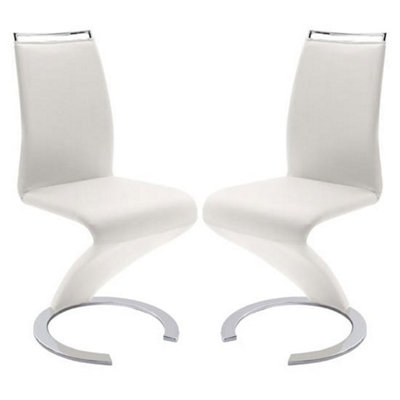 Summer Z White Faux Leather Dining Chairs In Pair