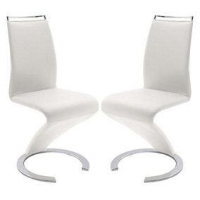 Summer Z White Faux Leather Dining Chairs In Pair