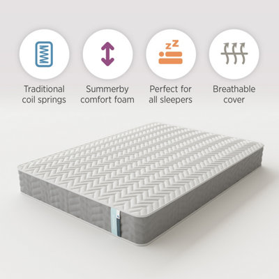 Summerby Sleep Three Zone Memory Foam and Coil Spring Hybrid Mattress, Small Double , 122 x 190cm