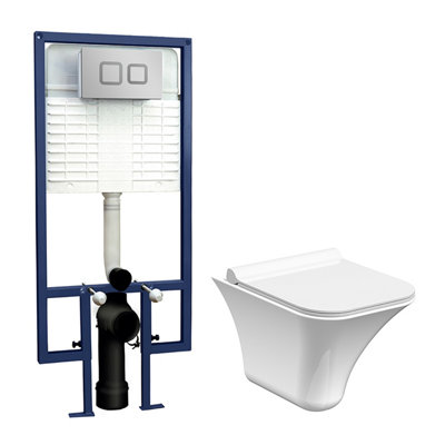 Summit Rimless Wall Hung Toilet Pan, Soft Close Seat & Concealed