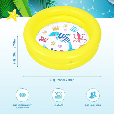 Sun Club 2 Ring Kids Paddling Pool - Yellow