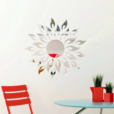Sun Fire Floral Mirror Stickers Nursery Home Decoration Gift Ideas 28 pieces