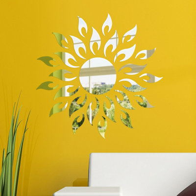 Sun Fire Floral Mirror Stickers Nursery Home Decoration Gift Ideas 28 pieces