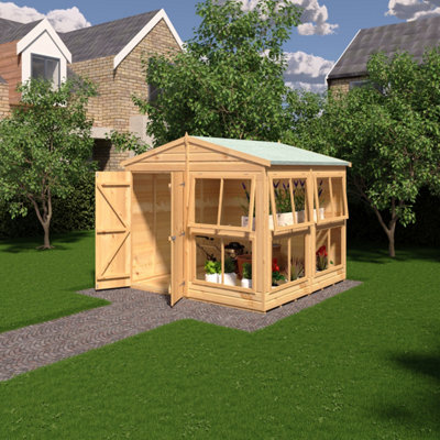 Sun Hut Potting Shed with opening windows and interchangable panels 8Gx8