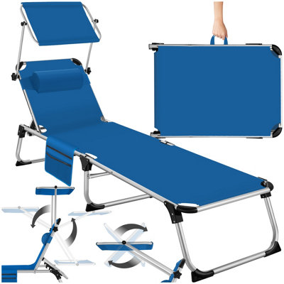 Sun Lounger Aurelie - foldable with headrest, 6 position backrest - blue