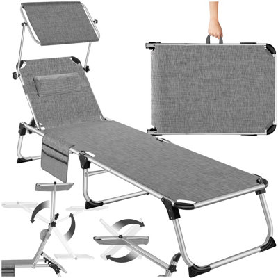 Sun Lounger Aurelie - foldable with headrest, 6 position backrest - mottled grey