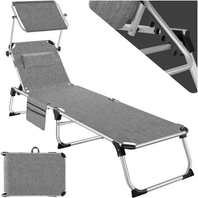 Sun Lounger Aurelie - foldable with headrest, 6 position backrest - mottled grey