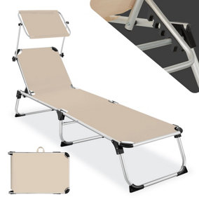 Sun lounger Aurelie w/ 6 step adjustable aluminium frame - beige