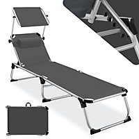 Sun lounger Aurelie w/ 6 step adjustable aluminium frame - grey