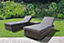 SUN LOUNGER BED RATTAN WICKER GARDEN OUTDOOR GREY TABLE AND CHAIRS FURNITURE PATIO