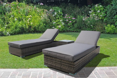 Rattan effect sun online loungers