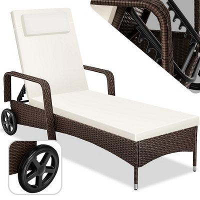 Sun lounger Cassis rattan aluminium - mixed brown