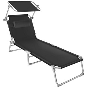 Sun Lounger Chloé - foldable, adjustable sunroof, 4-step backrest, head cushion - black