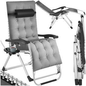 Sun Lounger Cloud - folding, adjustable backrest and footrest - light grey - per piece