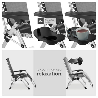 Sun Lounger Cloud - folding, adjustable backrest and footrest - light grey - Set of 2