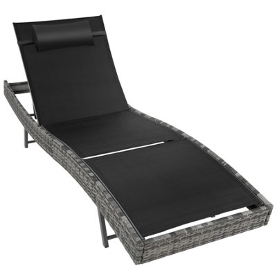 Sun Lounger Delphine - 5-step adjustable backrest, removable headrest - dark grey