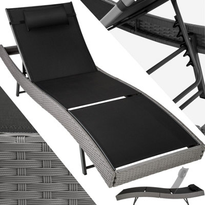 Sun lounger Delphine rattan - grey