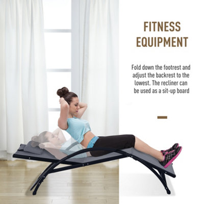 Sun Lounger Half Circle Arms Adjustable Head Footrest Aluminium Frame Grey - 8