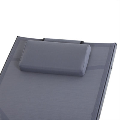 Sun Lounger Half Circle Arms Adjustable Head Footrest Aluminium Frame Grey - 9