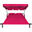 Sun Lounger Livorno - for 2 people, infinitely adjustable sunroof - pink