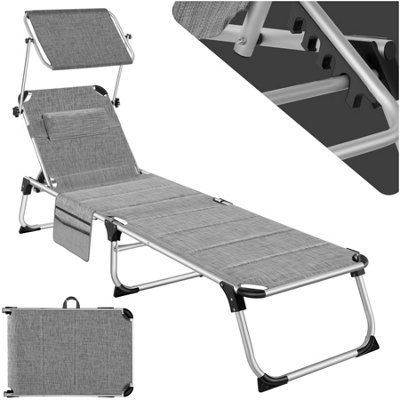 Sun Lounger Lorella - padded, foldable, with aluminium frame - black