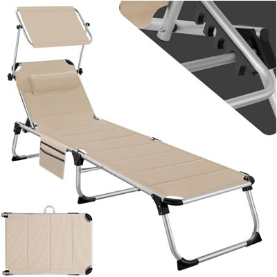 Sun Lounger Lorella - padded, foldable, with aluminium frame - blue