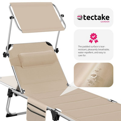 Sun Lounger Lorella - padded, foldable, with aluminium frame - blue