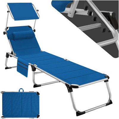 Sun Lounger Lorella - padded, foldable, with aluminium frame - grey